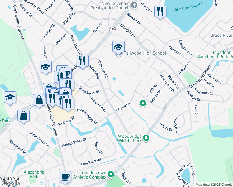 map of restaurants, bars, coffee shops, grocery stores, and more near 5428 Stonehaven Drive in Virginia Beach