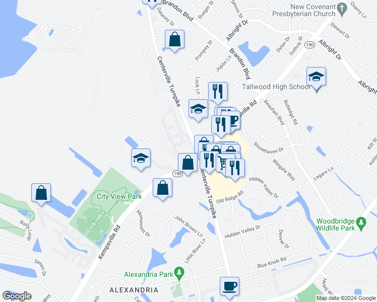 map of restaurants, bars, coffee shops, grocery stores, and more near 1857 Centerville Turnpike in Virginia Beach