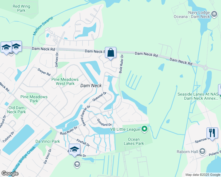 map of restaurants, bars, coffee shops, grocery stores, and more near 600 Sheafe Court in Virginia Beach