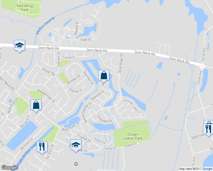 map of restaurants, bars, coffee shops, grocery stores, and more near 607 Sheafe Court in Virginia Beach