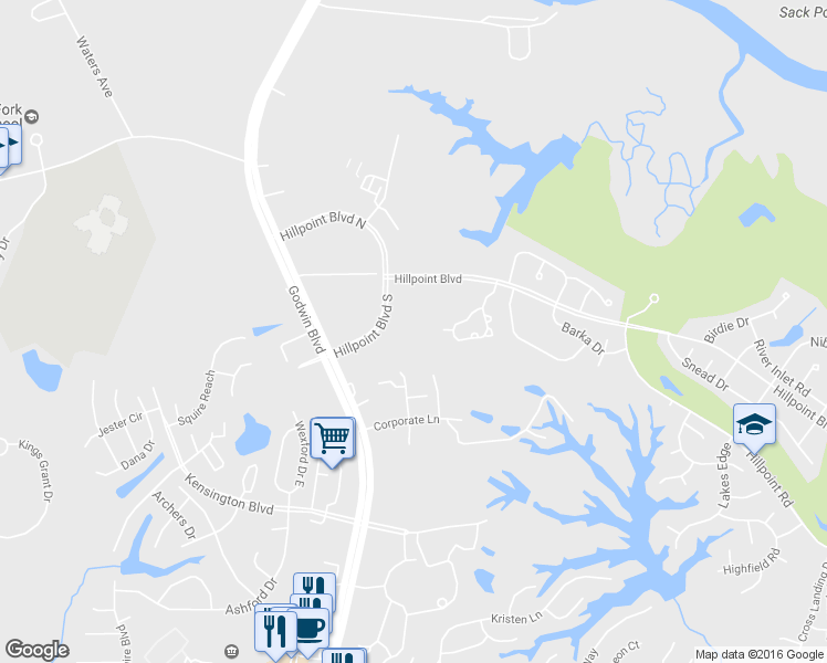map of restaurants, bars, coffee shops, grocery stores, and more near 1015 Hillpoint Road in Suffolk