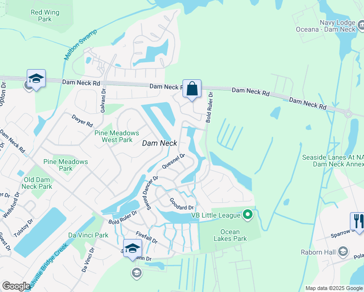 map of restaurants, bars, coffee shops, grocery stores, and more near 753 Hecate Drive in Virginia Beach