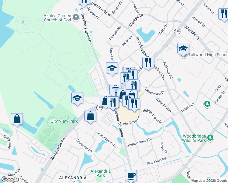 map of restaurants, bars, coffee shops, grocery stores, and more near 1872 Centerville Turnpike in Virginia Beach