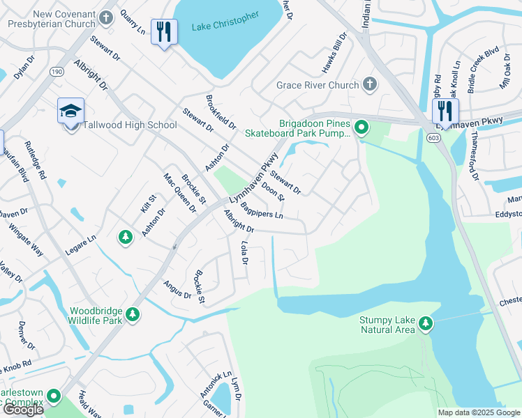 map of restaurants, bars, coffee shops, grocery stores, and more near 5352 Bagpipers Lane in Virginia Beach