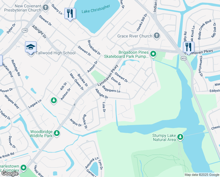 map of restaurants, bars, coffee shops, grocery stores, and more near 5352 Bagpipers Lane in Virginia Beach