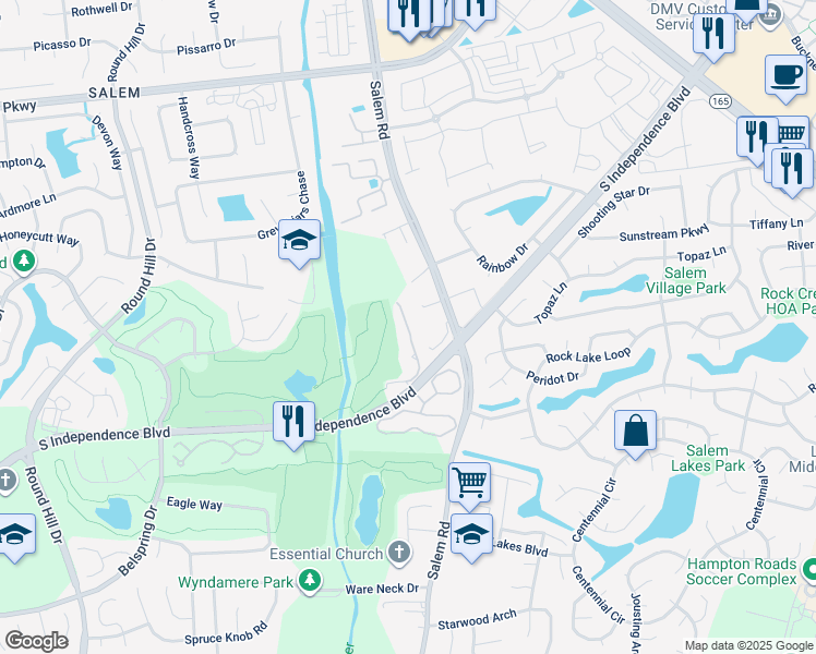 map of restaurants, bars, coffee shops, grocery stores, and more near 1769 Grand Bay Drive in Virginia Beach