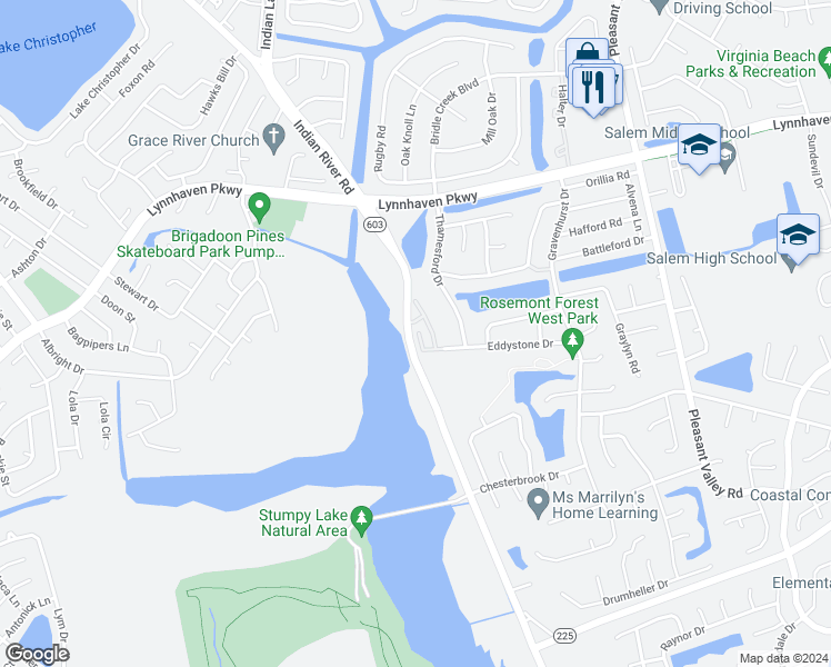 map of restaurants, bars, coffee shops, grocery stores, and more near 1547 Heritage Avenue in Virginia Beach