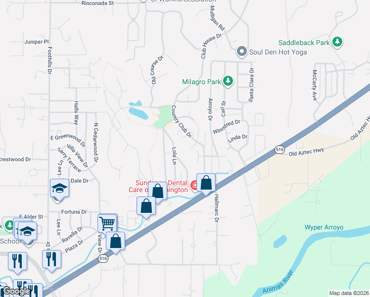 map of restaurants, bars, coffee shops, grocery stores, and more near 6403 Hillcrest Place in Farmington