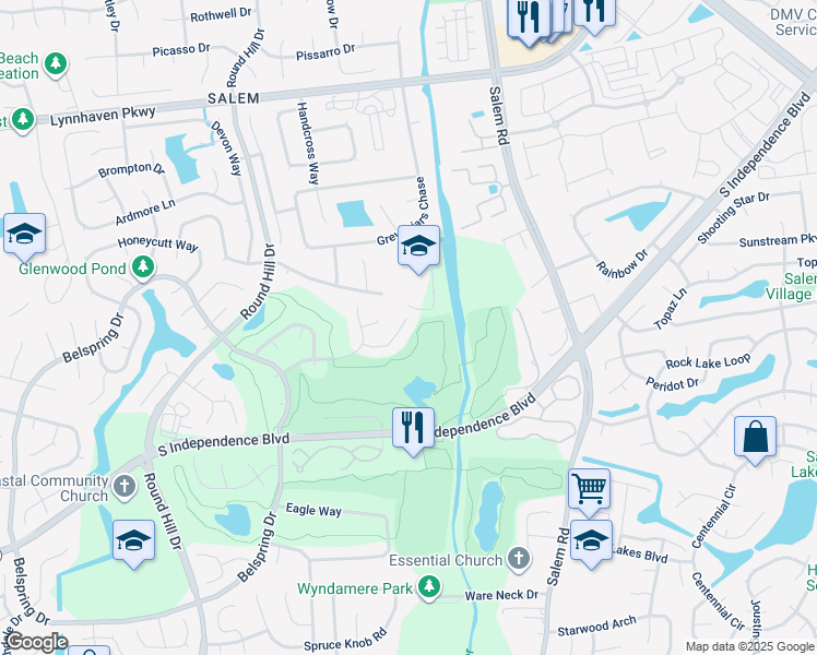 map of restaurants, bars, coffee shops, grocery stores, and more near 809 Whispering Woods Court in Virginia Beach