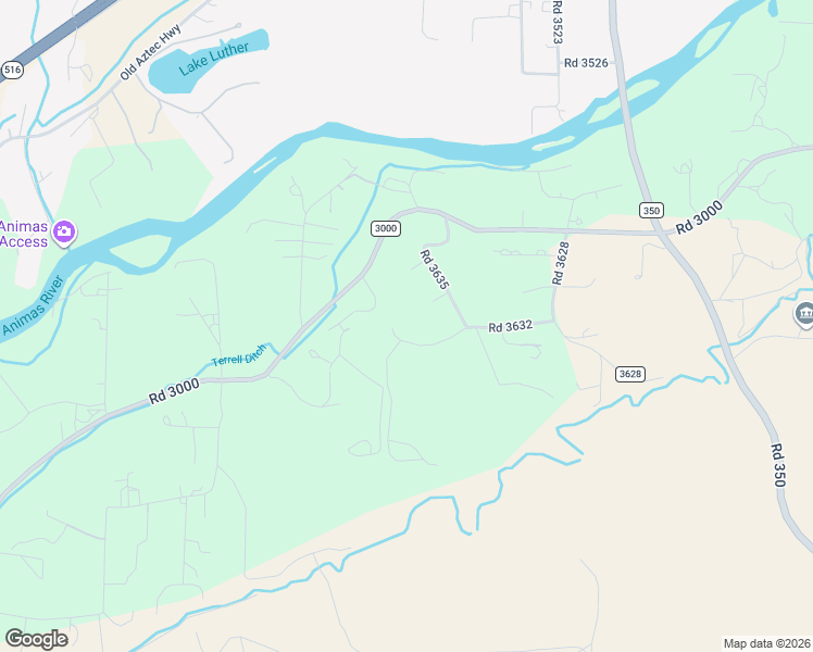 map of restaurants, bars, coffee shops, grocery stores, and more near 36 Road 3632 in Aztec