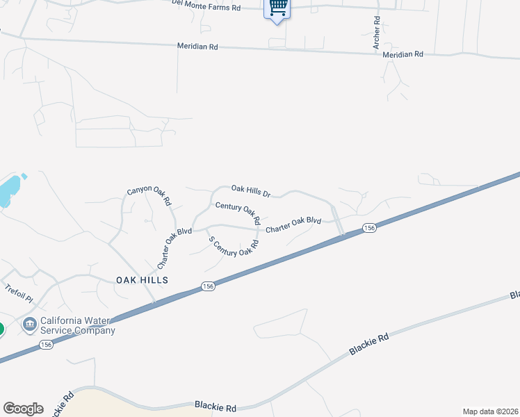 map of restaurants, bars, coffee shops, grocery stores, and more near 15330 Oak Hills Drive in Salinas