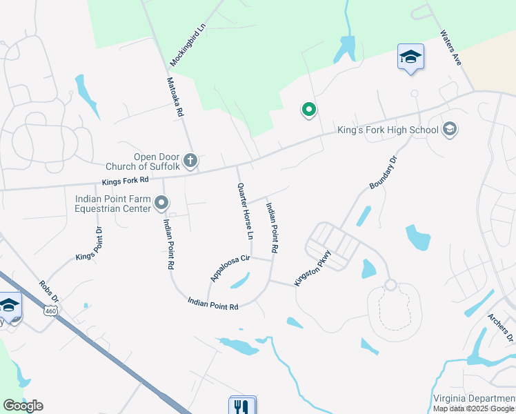 map of restaurants, bars, coffee shops, grocery stores, and more near 5003 Westfalen Court in Suffolk