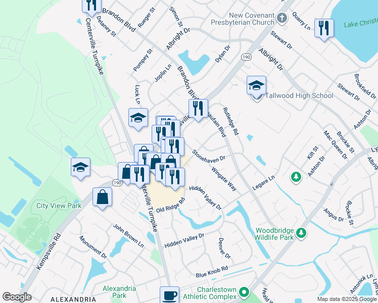 map of restaurants, bars, coffee shops, grocery stores, and more near 5525 Stonehaven Drive in Virginia Beach