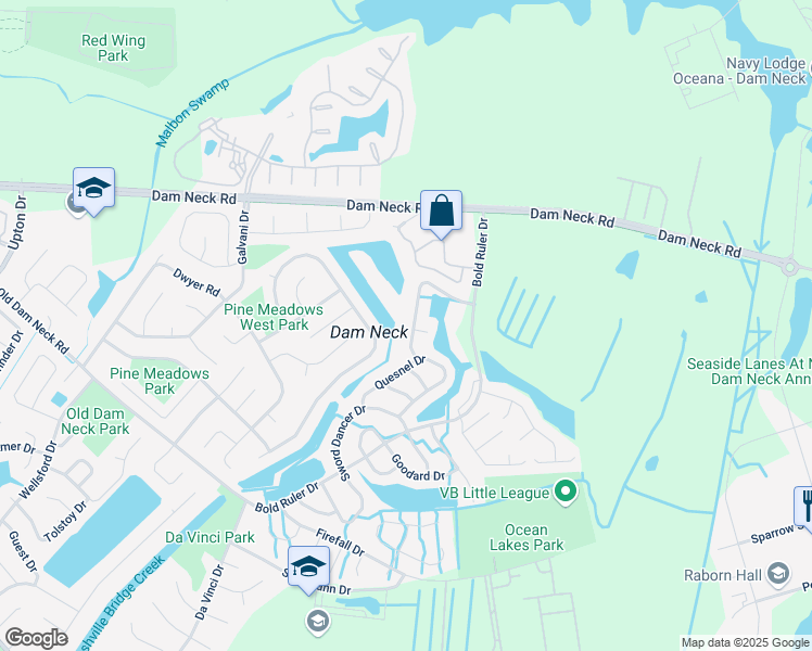 map of restaurants, bars, coffee shops, grocery stores, and more near 744 Hecate Drive in Virginia Beach