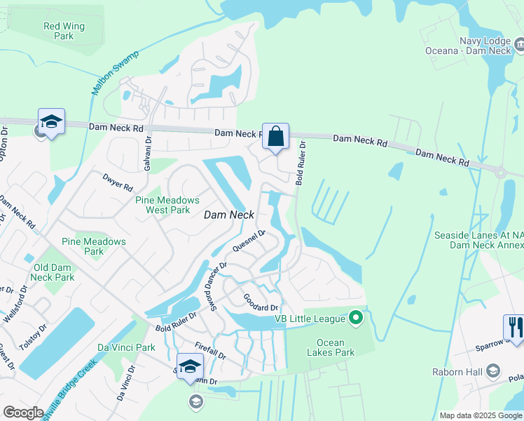 map of restaurants, bars, coffee shops, grocery stores, and more near 744 Hecate Drive in Virginia Beach