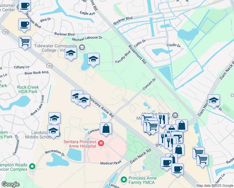 1881 University Drive Virginia Beach Va Walk Score Map Of Restaurants Bars Coffee S Grocery Ore Near 1881
