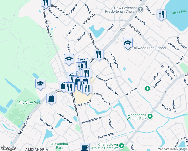 map of restaurants, bars, coffee shops, grocery stores, and more near 5525 Stonehaven Drive in Virginia Beach