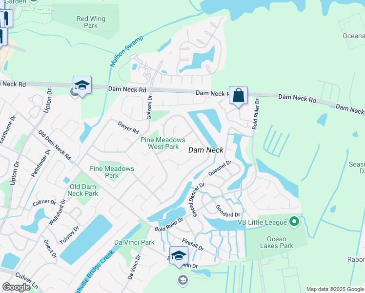 map of restaurants, bars, coffee shops, grocery stores, and more near 1513 Kelvin Court in Virginia Beach