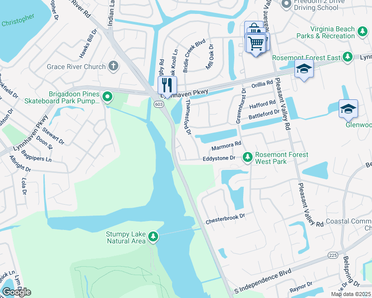 map of restaurants, bars, coffee shops, grocery stores, and more near 4920 April Avenue in Virginia Beach