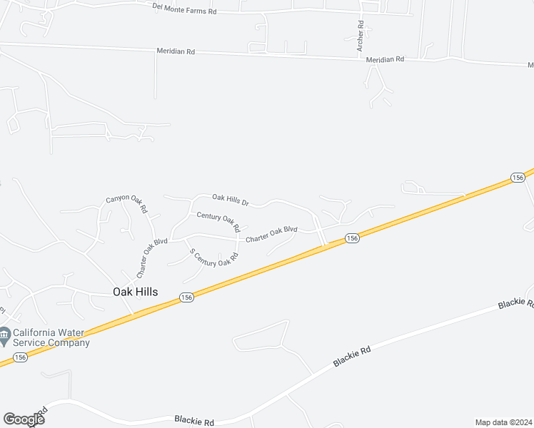 map of restaurants, bars, coffee shops, grocery stores, and more near 15410 Oak Hills Drive in Salinas