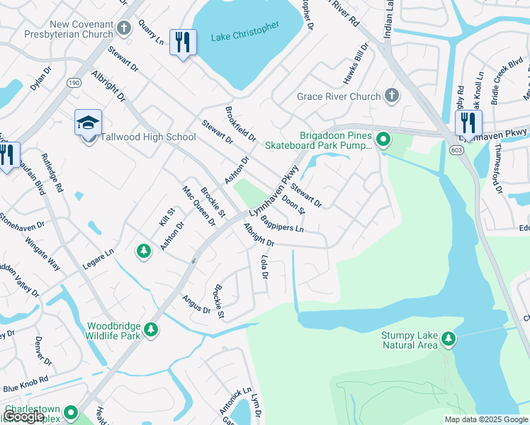 map of restaurants, bars, coffee shops, grocery stores, and more near 5368 Bagpipers Lane in Virginia Beach