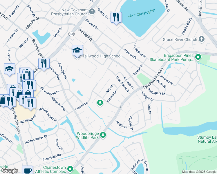 map of restaurants, bars, coffee shops, grocery stores, and more near 1657 Kilt Street in Virginia Beach