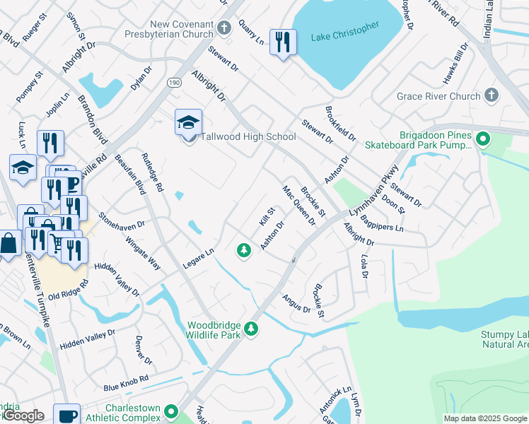 map of restaurants, bars, coffee shops, grocery stores, and more near 1657 Kilt Street in Virginia Beach