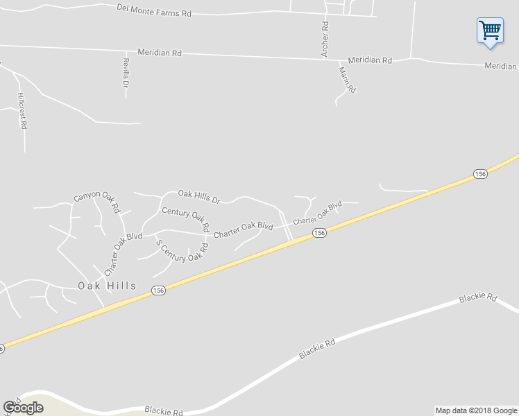 map of restaurants, bars, coffee shops, grocery stores, and more near 15460 Oak Hills Drive in Salinas
