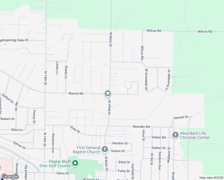 map of restaurants, bars, coffee shops, grocery stores, and more near 2516 North Main Street in Poplar Bluff
