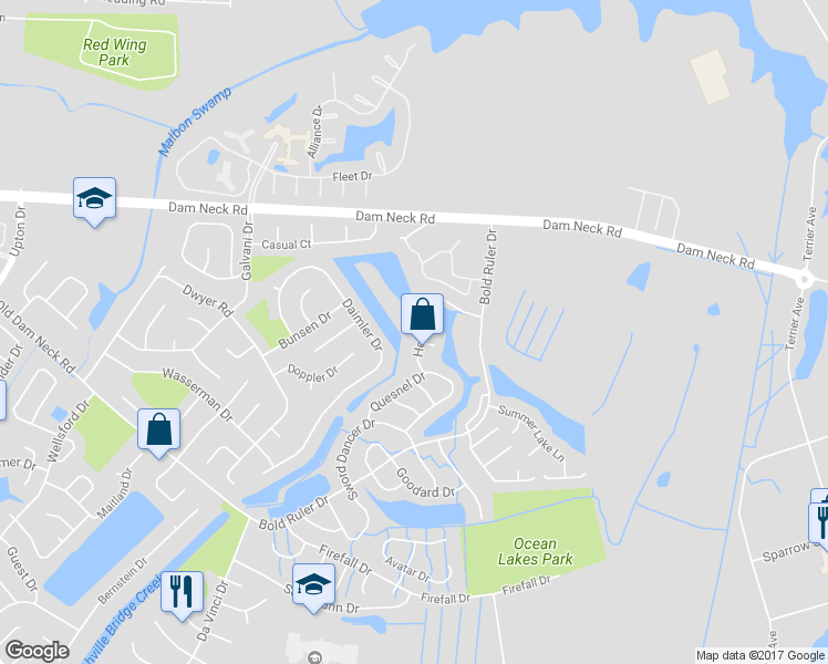 map of restaurants, bars, coffee shops, grocery stores, and more near 744 Hecate Drive in Virginia Beach