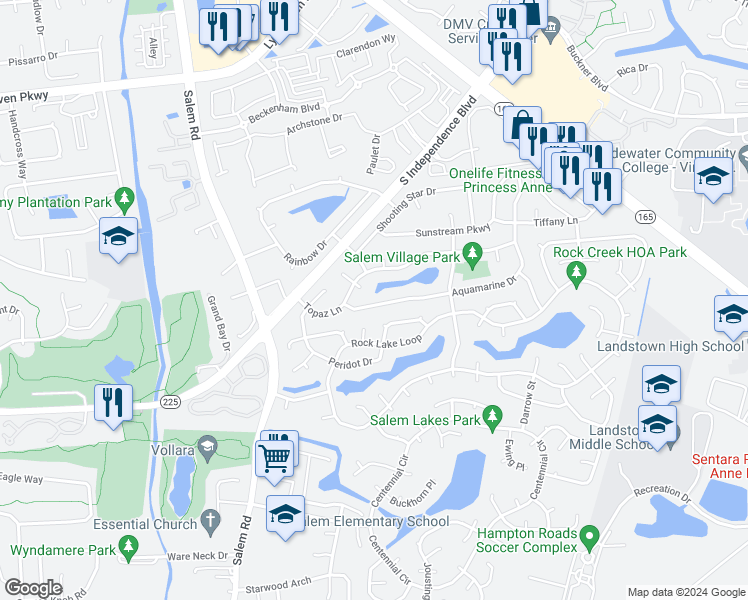map of restaurants, bars, coffee shops, grocery stores, and more near 1973 Aquamarine Drive in Virginia Beach
