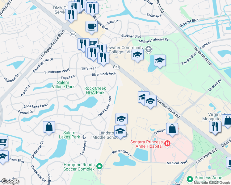 map of restaurants, bars, coffee shops, grocery stores, and more near 1904 Magma Court in Virginia Beach