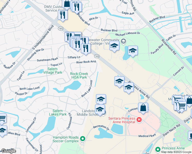 map of restaurants, bars, coffee shops, grocery stores, and more near 1904 Magma Court in Virginia Beach