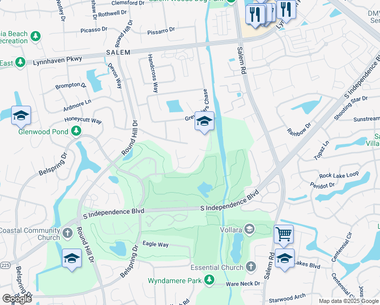 map of restaurants, bars, coffee shops, grocery stores, and more near 801 Parkview Court in Virginia Beach