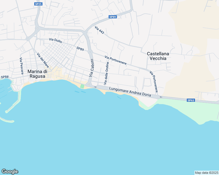map of restaurants, bars, coffee shops, grocery stores, and more near 124 Lungomare Andrea Doria in Marina di Ragusa