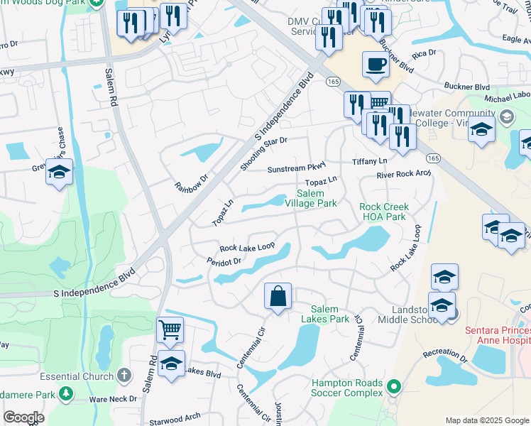 map of restaurants, bars, coffee shops, grocery stores, and more near 1937 Aquamarine Drive in Virginia Beach