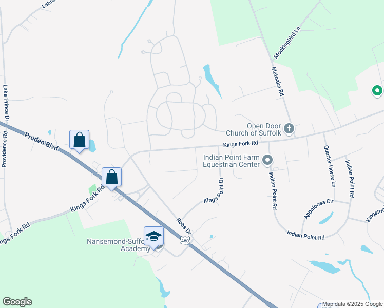 map of restaurants, bars, coffee shops, grocery stores, and more near 101 Queen Annes Court in Suffolk