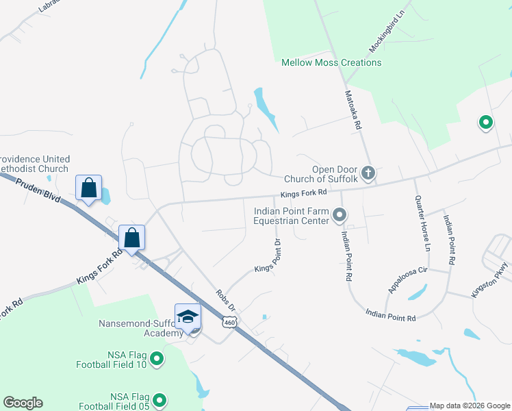 map of restaurants, bars, coffee shops, grocery stores, and more near 101 Queen Annes Court in Suffolk