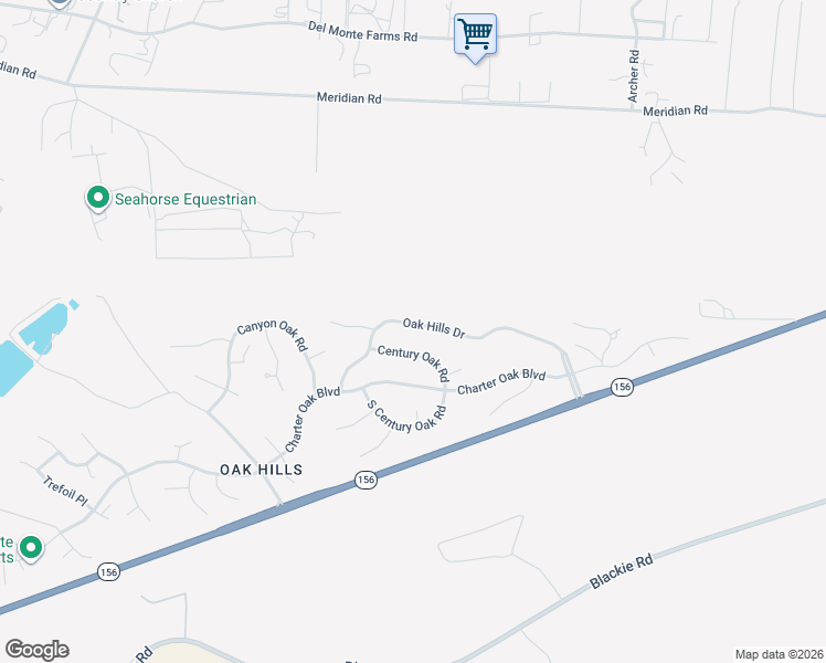 map of restaurants, bars, coffee shops, grocery stores, and more near 15229 Century Oak Road in Salinas