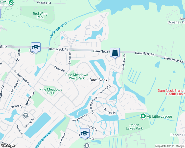 map of restaurants, bars, coffee shops, grocery stores, and more near 1513 Kelvin Court in Virginia Beach