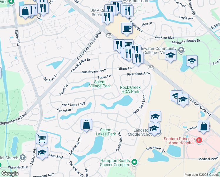 map of restaurants, bars, coffee shops, grocery stores, and more near 1812 Aquamarine Drive in Virginia Beach