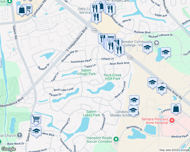 map of restaurants, bars, coffee shops, grocery stores, and more near 1812 Aquamarine Drive in Virginia Beach