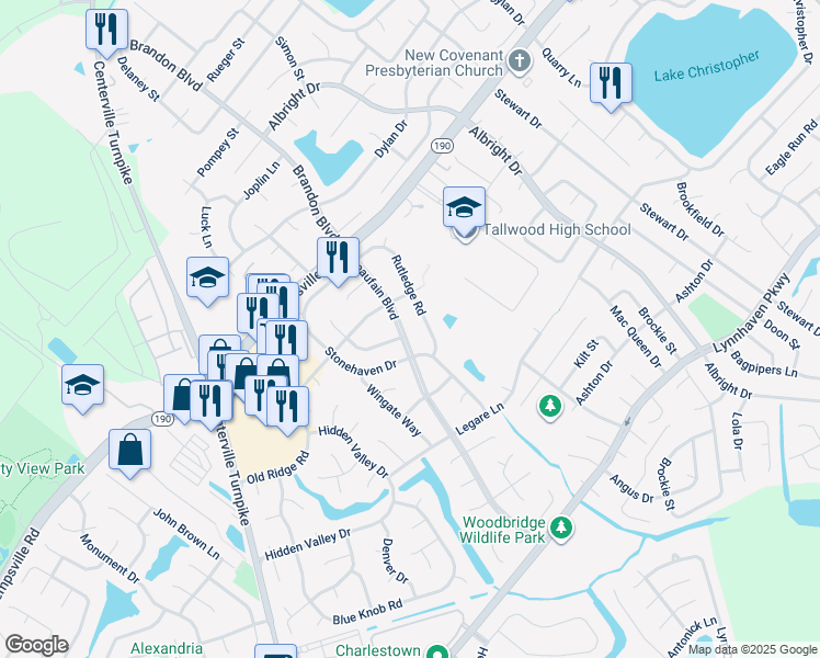 map of restaurants, bars, coffee shops, grocery stores, and more near 5480 Beaufain Boulevard in Virginia Beach