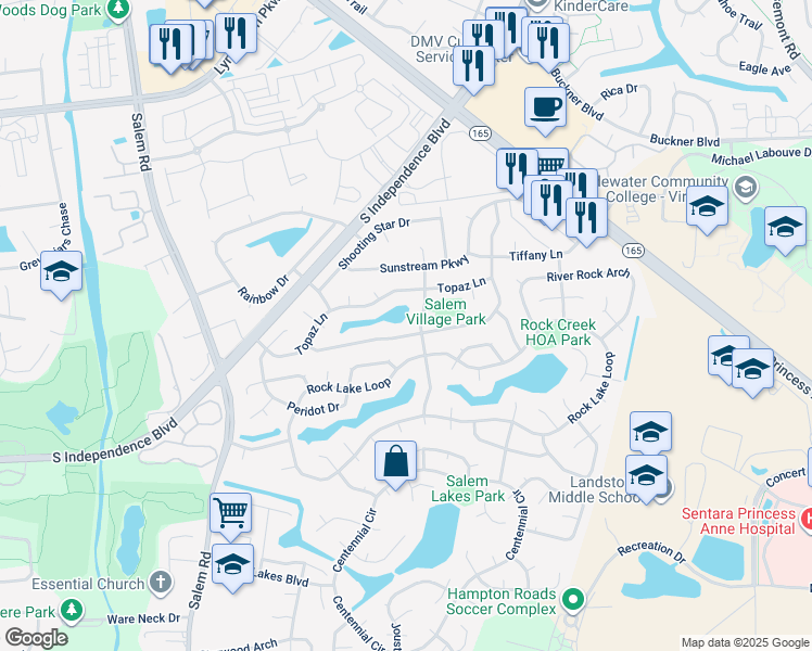 map of restaurants, bars, coffee shops, grocery stores, and more near 1909 Aquamarine Drive in Virginia Beach