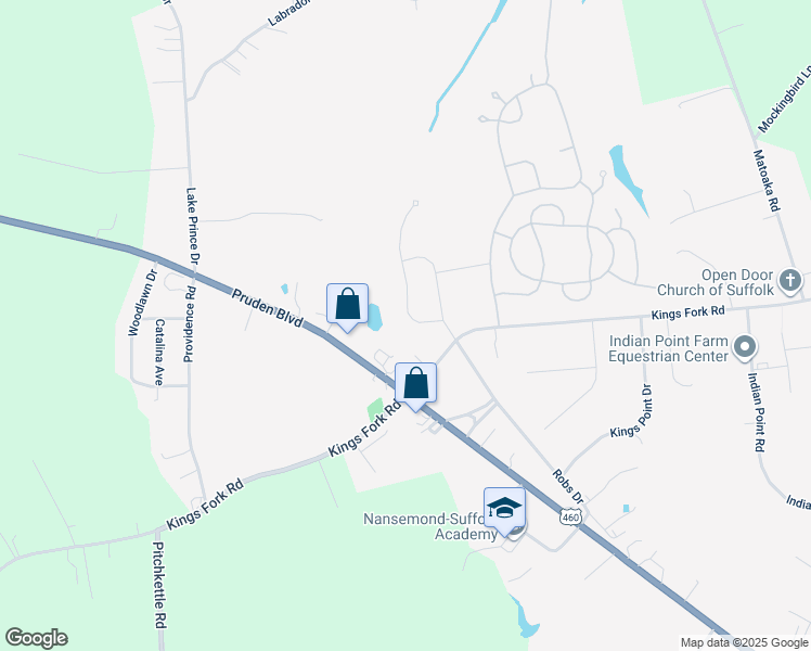 map of restaurants, bars, coffee shops, grocery stores, and more near 1008 Cathedral Drive in Suffolk