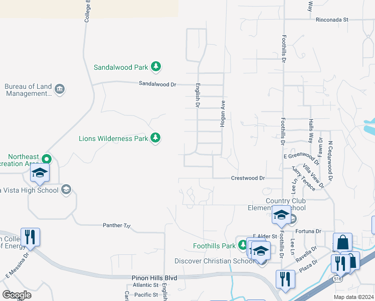 map of restaurants, bars, coffee shops, grocery stores, and more near 5800 Chaparral Circle in Farmington