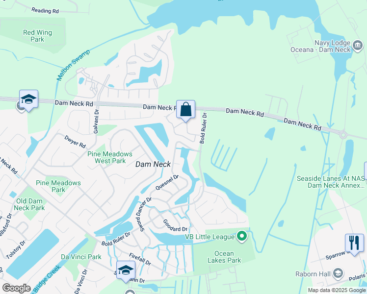 map of restaurants, bars, coffee shops, grocery stores, and more near 703 Hecate Drive in Virginia Beach