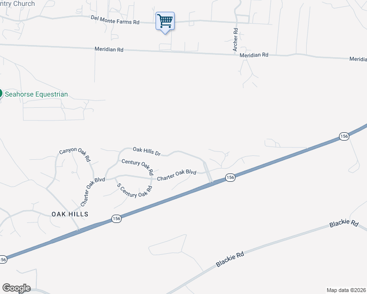 map of restaurants, bars, coffee shops, grocery stores, and more near 15445 Oak Hills Drive in Salinas