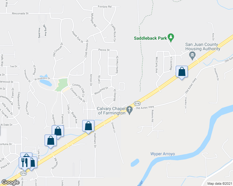 map of restaurants, bars, coffee shops, grocery stores, and more near 5740 Mickey Drive in Farmington