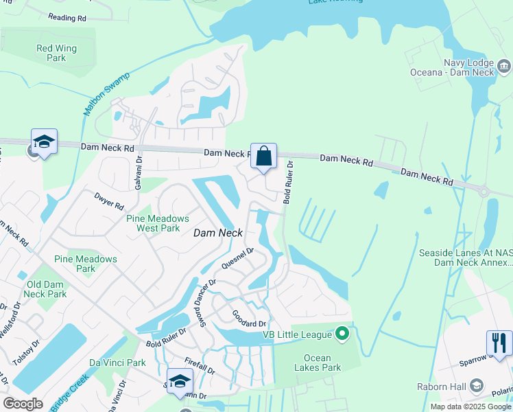 map of restaurants, bars, coffee shops, grocery stores, and more near 1755 Ocean Bay Drive in Virginia Beach